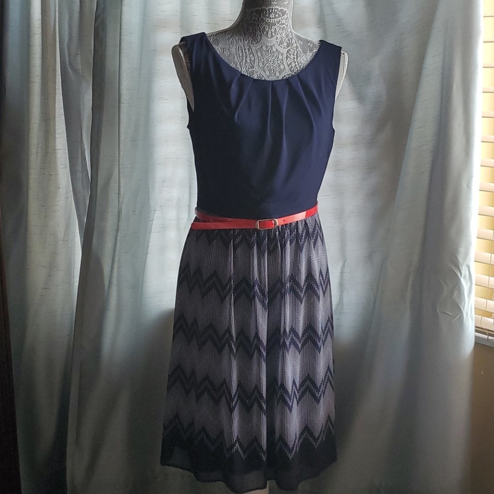 Navy and white dress